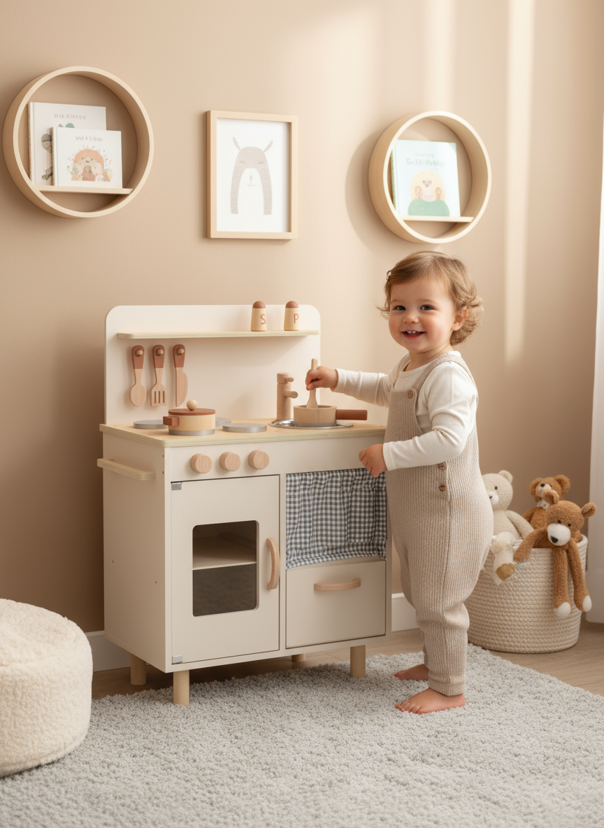 Drewniana Kuchnia z Akcesoriami