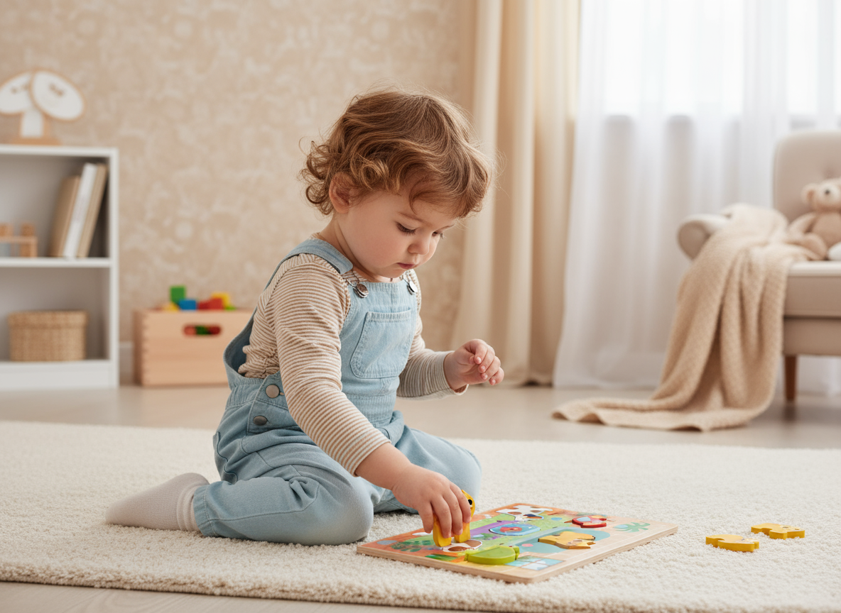 Drewniana układanka puzzle - domowe zwierzątka