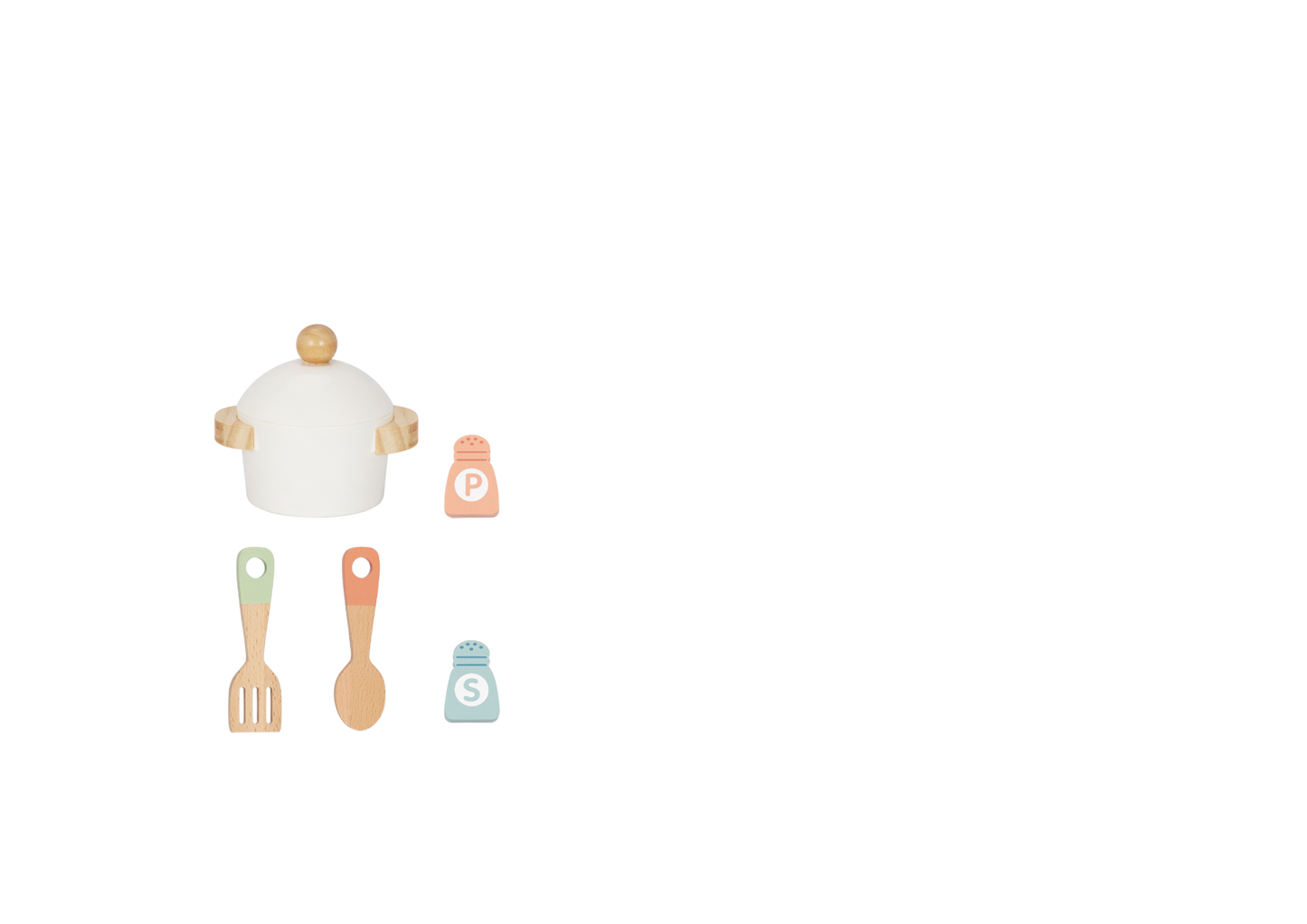 Drewniana kuchnia z akcesoriami