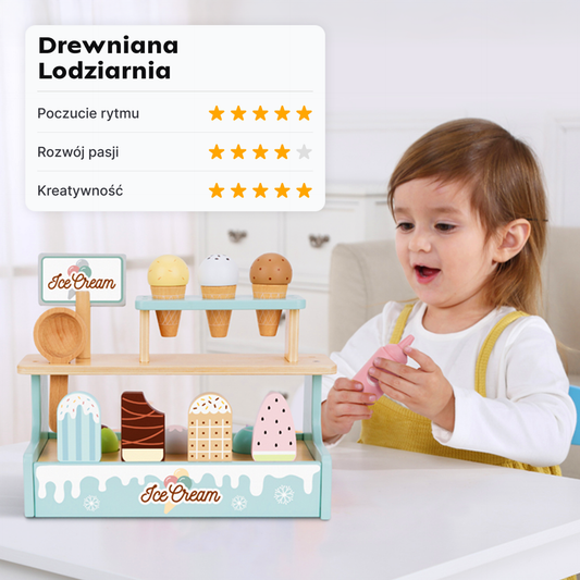 Drewniana Lodziarnia - Zestaw do Zabawy dla Dzieci z Akcesoriami