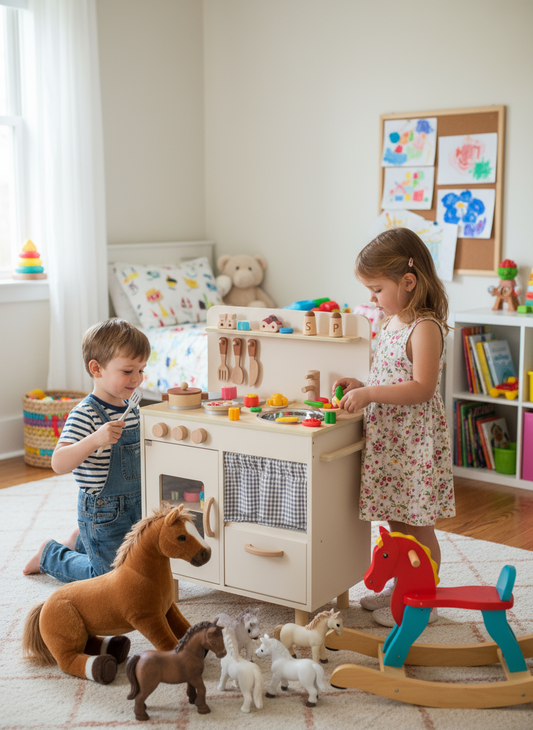 Zabawa w kuchni to więcej niż gotowanie! Jak drewniana kuchnia dla dzieci rozwija wyobraźnię i kluczowe umiejętności