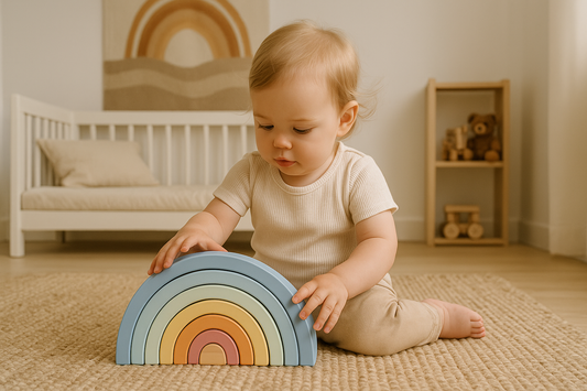 Drewniana układanka montessori - tęcza