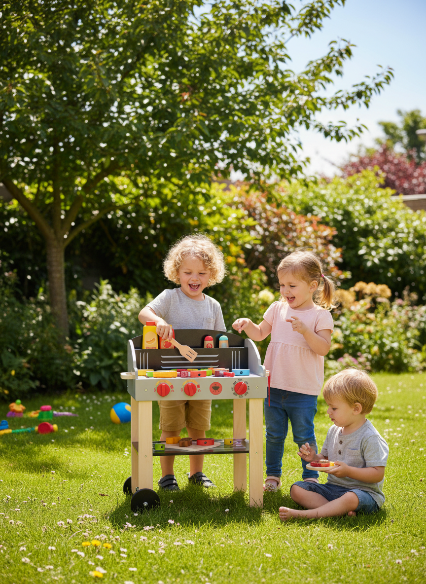 Drewniany Grill Jeżdżący Deluxe BBQ