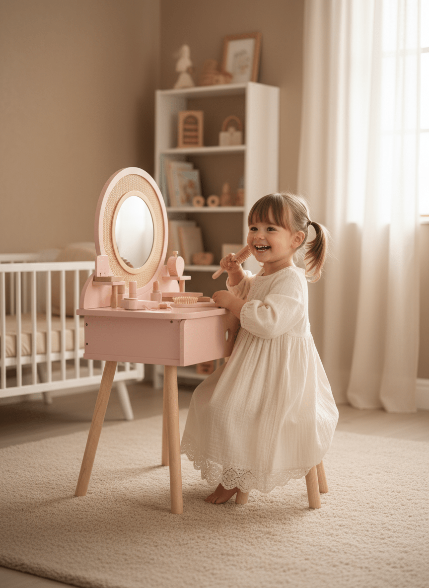 Drewniana Toaletka z Akcesoriami My Beauty Studio — widok z boku | dlaBambika
