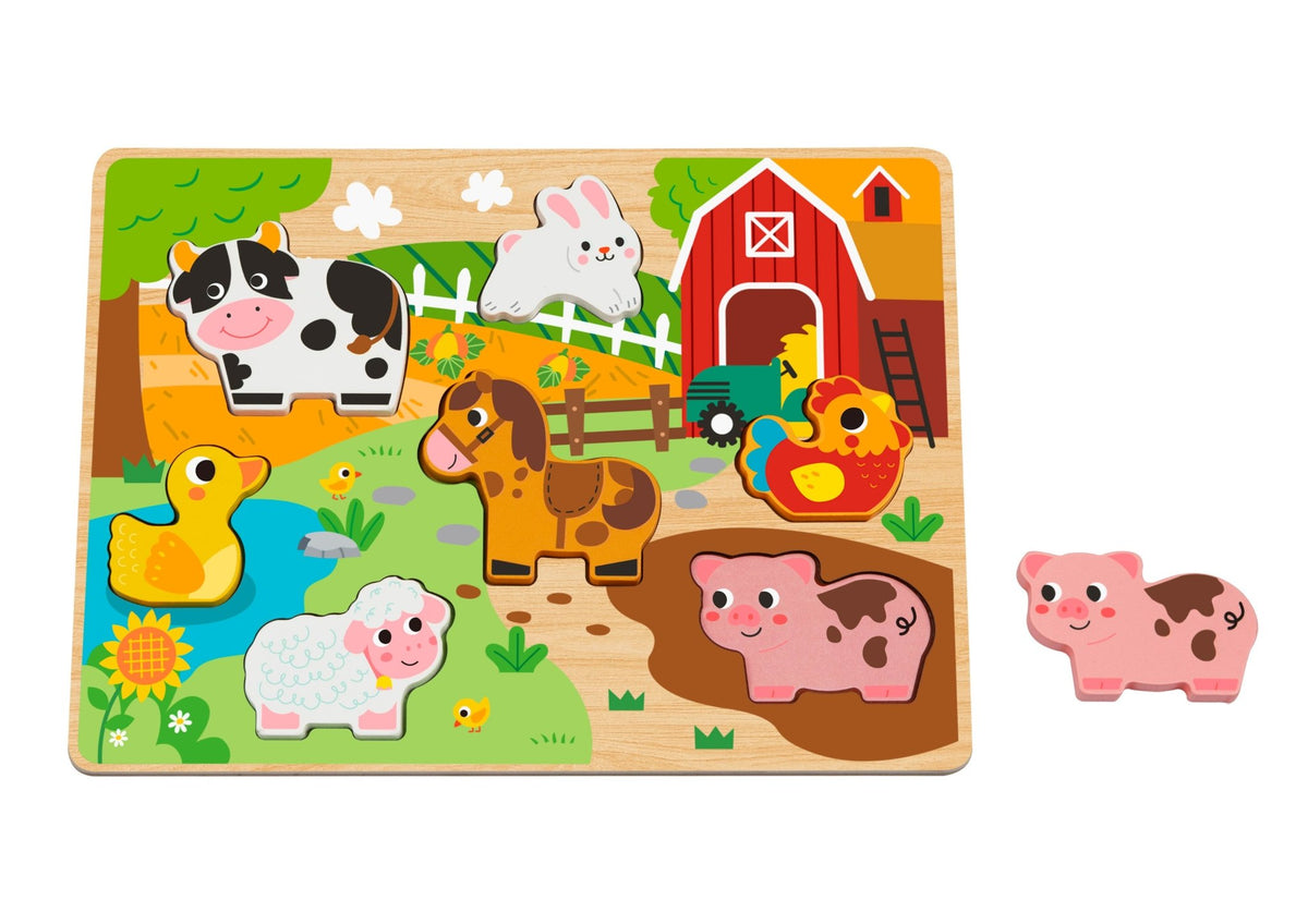 Drewniana układanka puzzle - wiejskie zwierzątka — szczegóły | dlaBambika