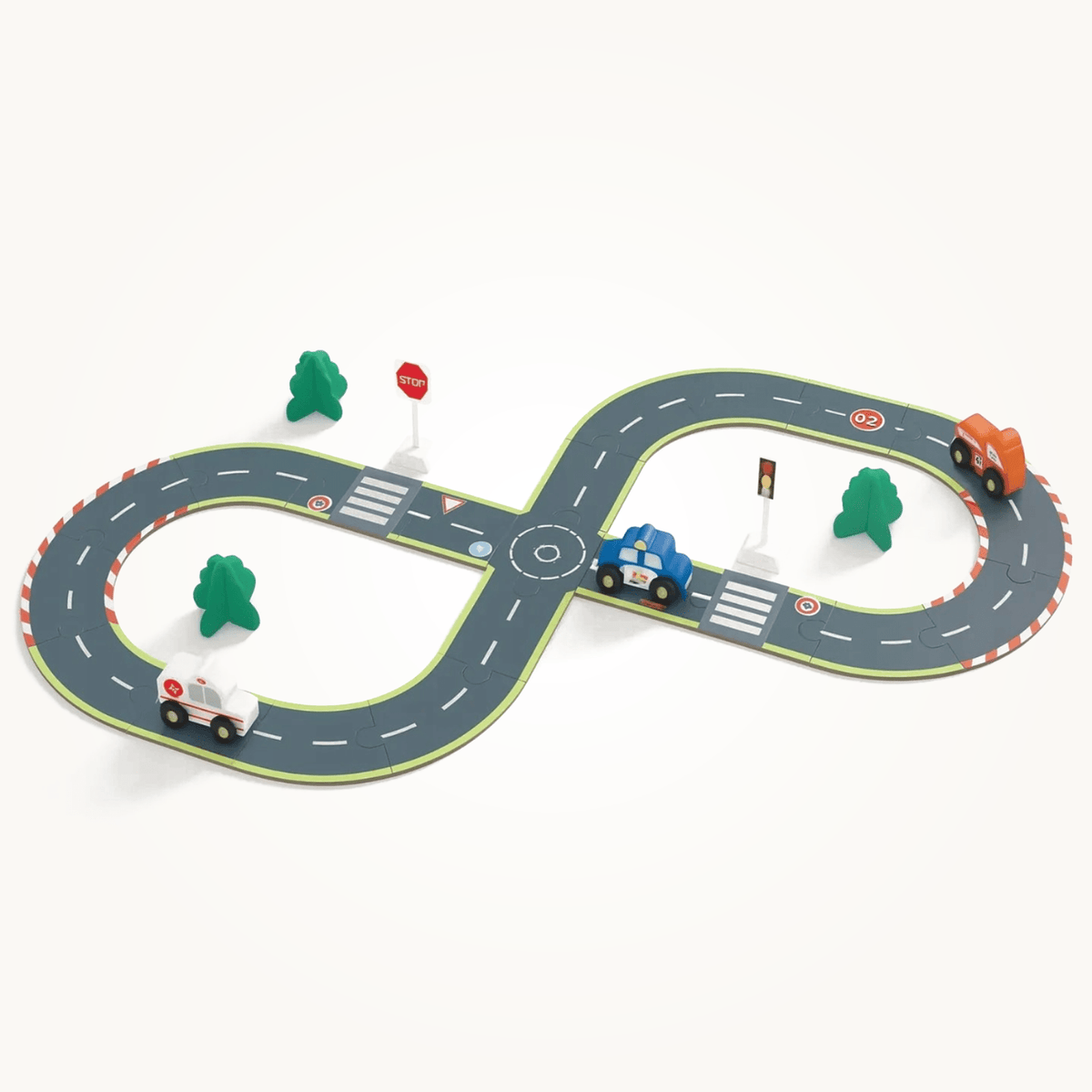 Drewniany Tor Miasteczko – Premium Road Set 28 el. — zdjęcie główne | dlaBambika