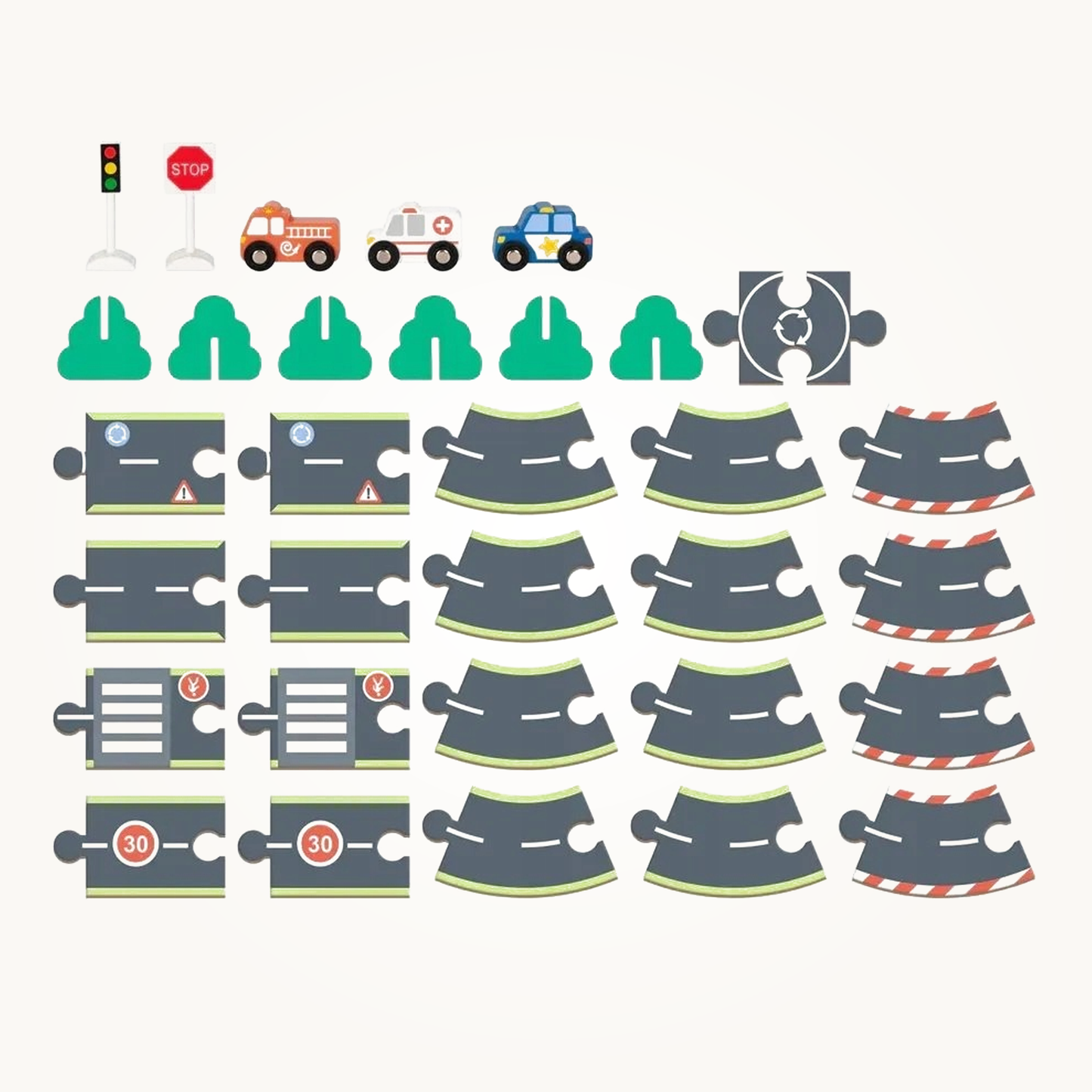 Drewniany Tor Miasteczko – Premium Road Set 28 el.