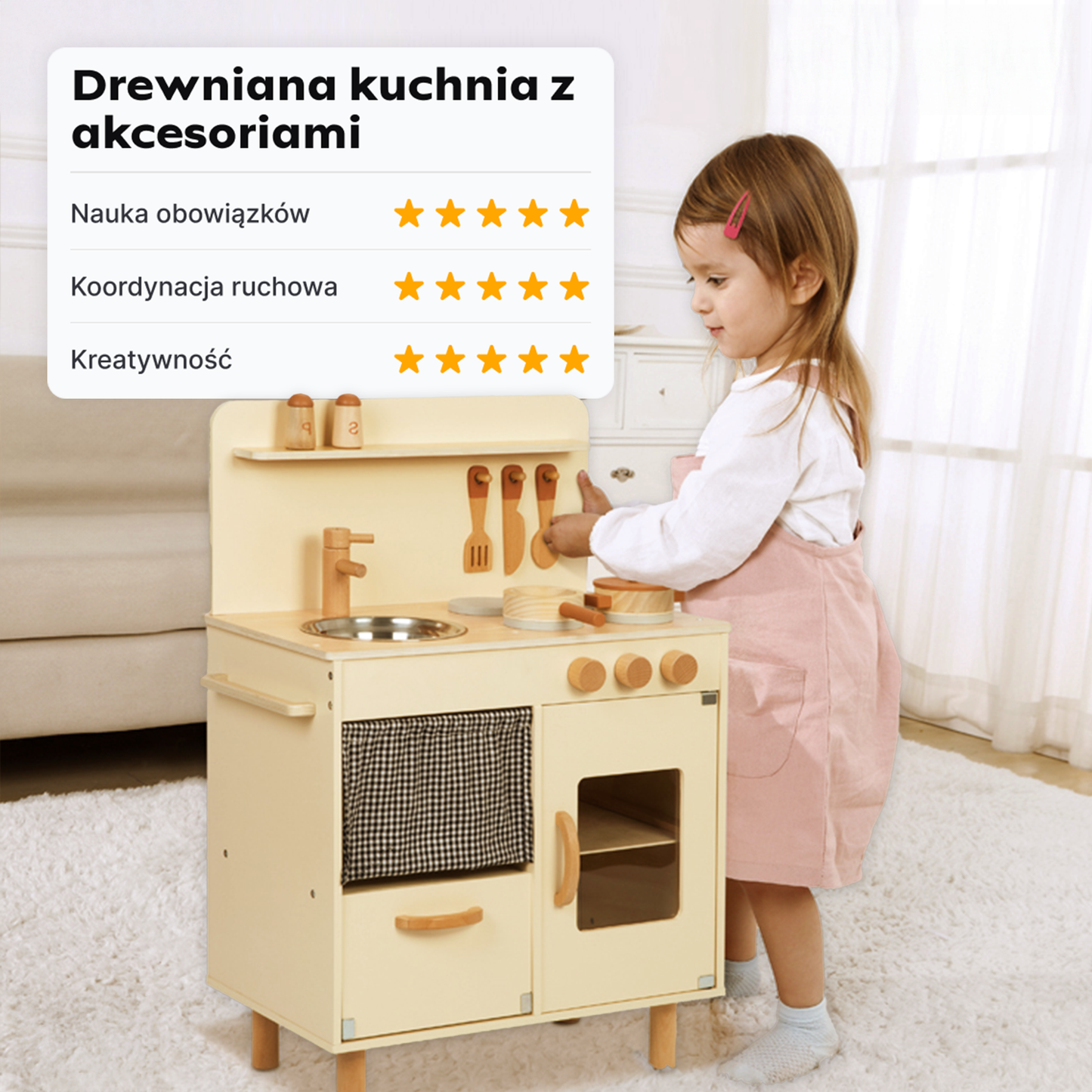 Drewniana Kuchnia z Akcesoriami